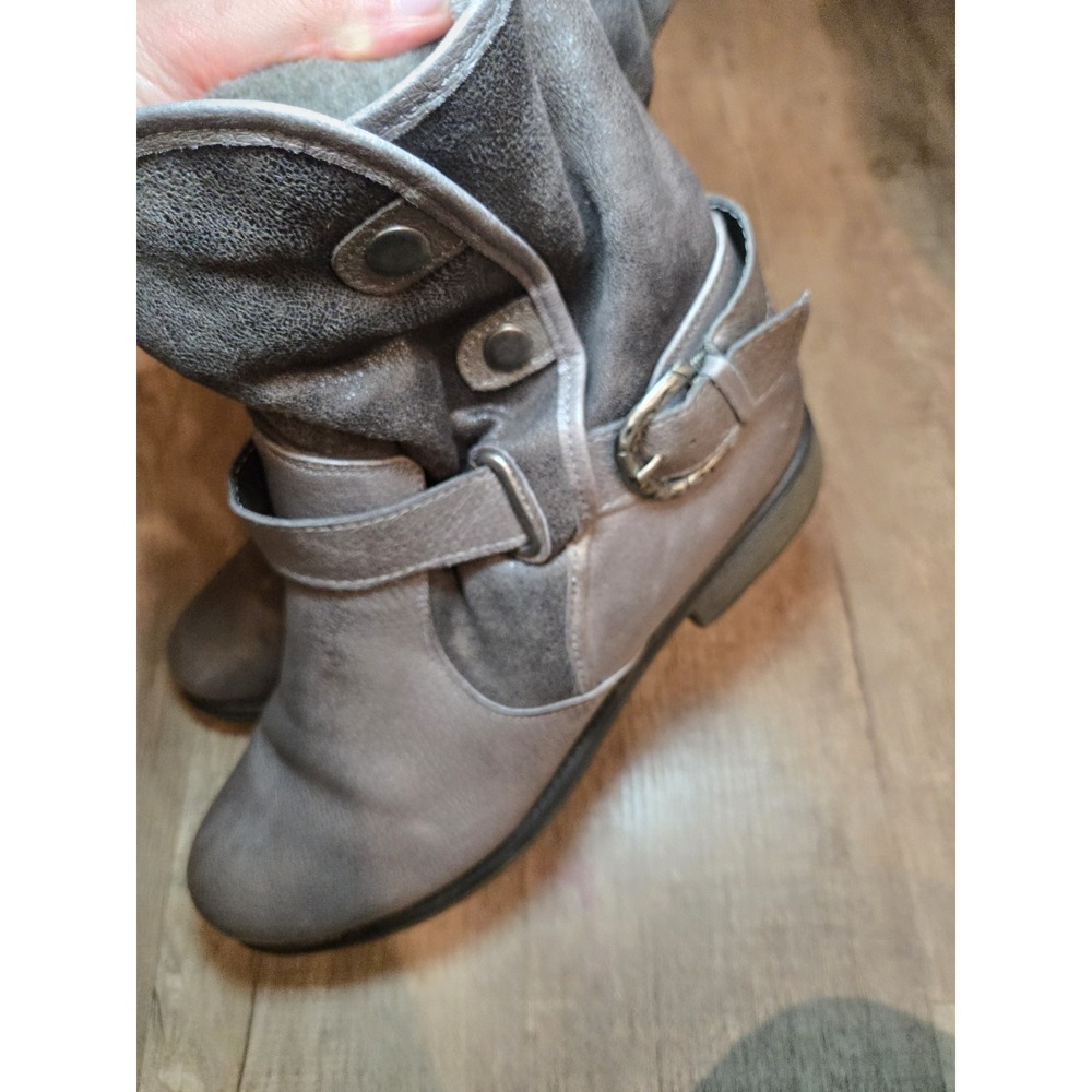 Bare Traps Select Gray Taupe Leather Ankle Boots Faux Fur Lined Womens 8 M - Picture 5 of 8